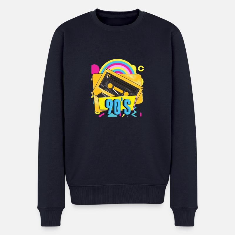 Retro Kassette 90's - Männer Premium Bio Pullover - Navy