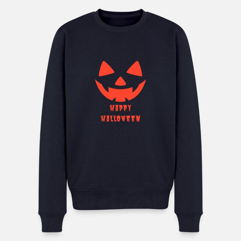 Happy Halloween, Kürbis - Männer Premium Bio Pullover - Navy