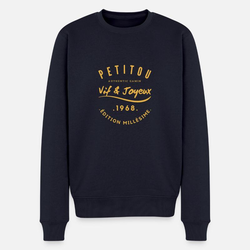"Petitou 1968" - Männer Premium Bio Pullover - Navy
