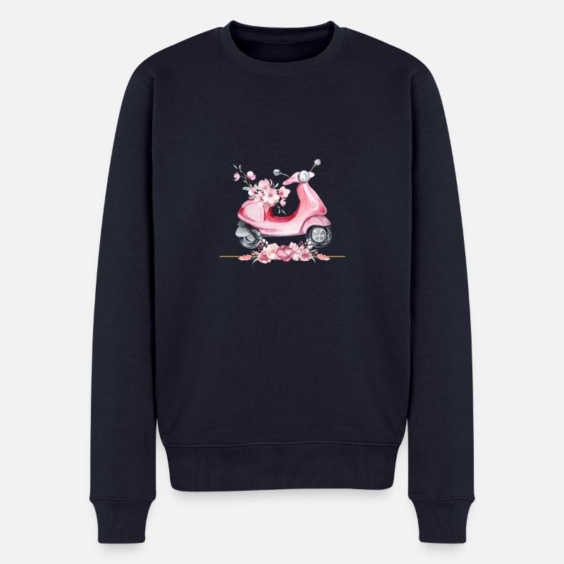 Pinkes Motorrad - Männer Premium Bio Pullover - Navy