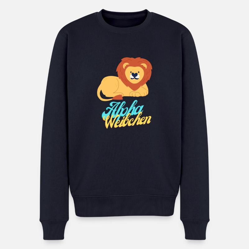 Weiblicher Alphalöwe - Männer Premium Bio Pullover - Navy