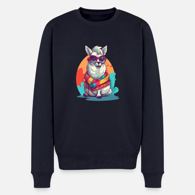 Cool Lama. - Männer Premium Bio Pullover - Navy