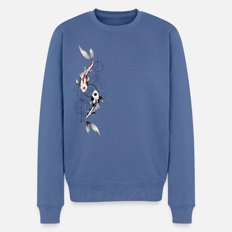 Poisson Koi - Pull Premium bio Homme - bleu pigeon