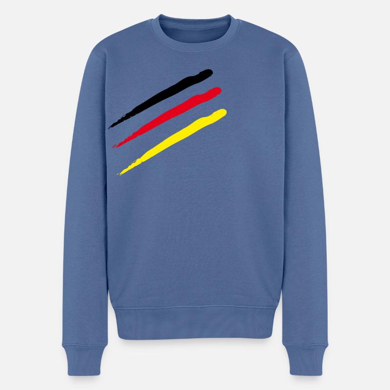 Deutschland Streifen Kratzspuren - Männer Premium Bio Pullover - Taubenblau