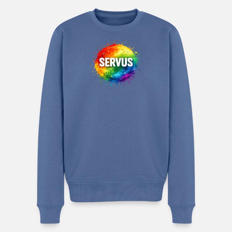 Explosion colorée SERVUS - Pull Premium bio Homme - bleu pigeon