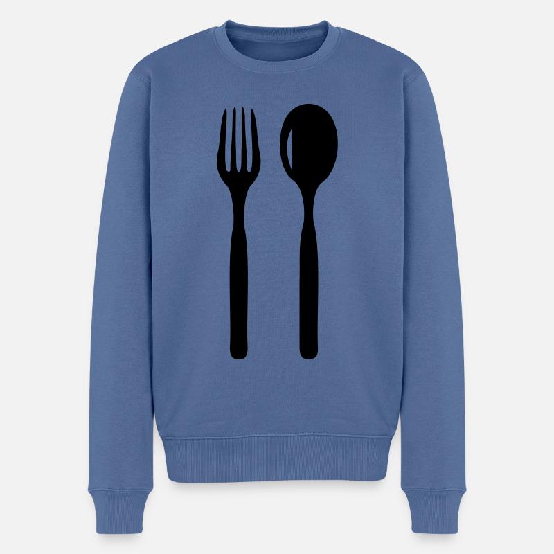 besteck löffel gabel icon - Männer Premium Bio Pullover - Taubenblau