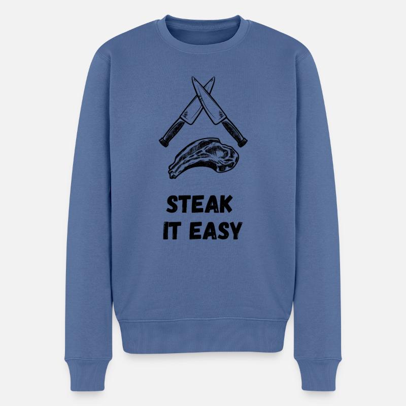 Steak für echte Griller - Männer Premium Bio Pullover - Taubenblau