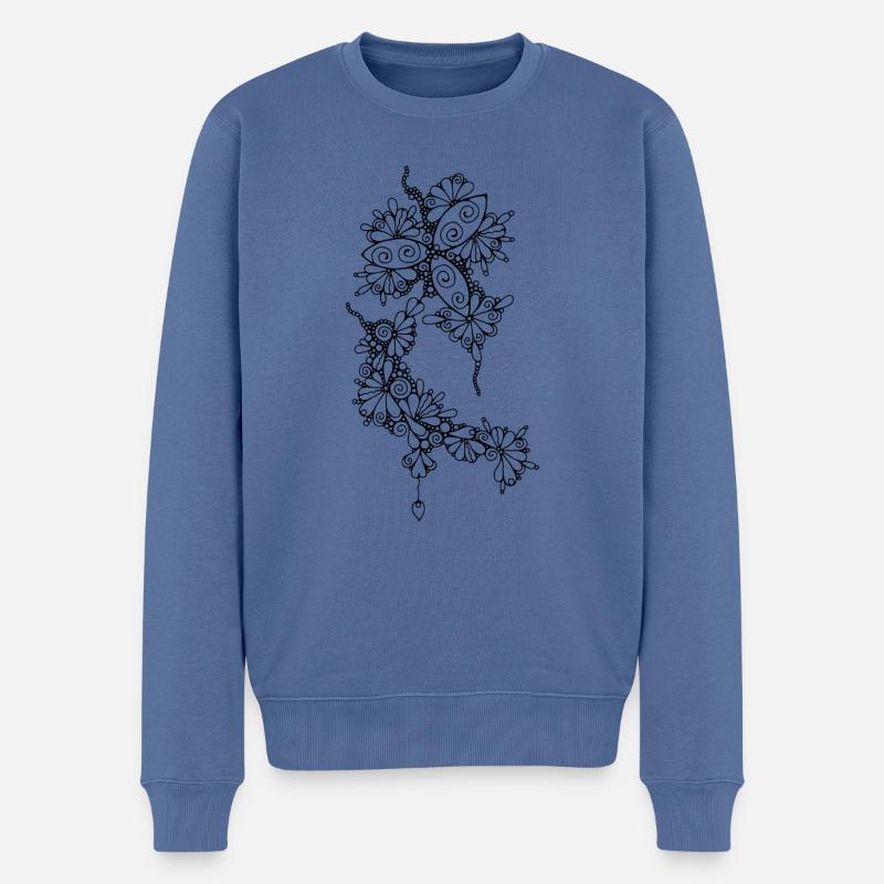 Sketching Art - Fantasy Flowers 1 - Männer Premium Bio Pullover - Taubenblau