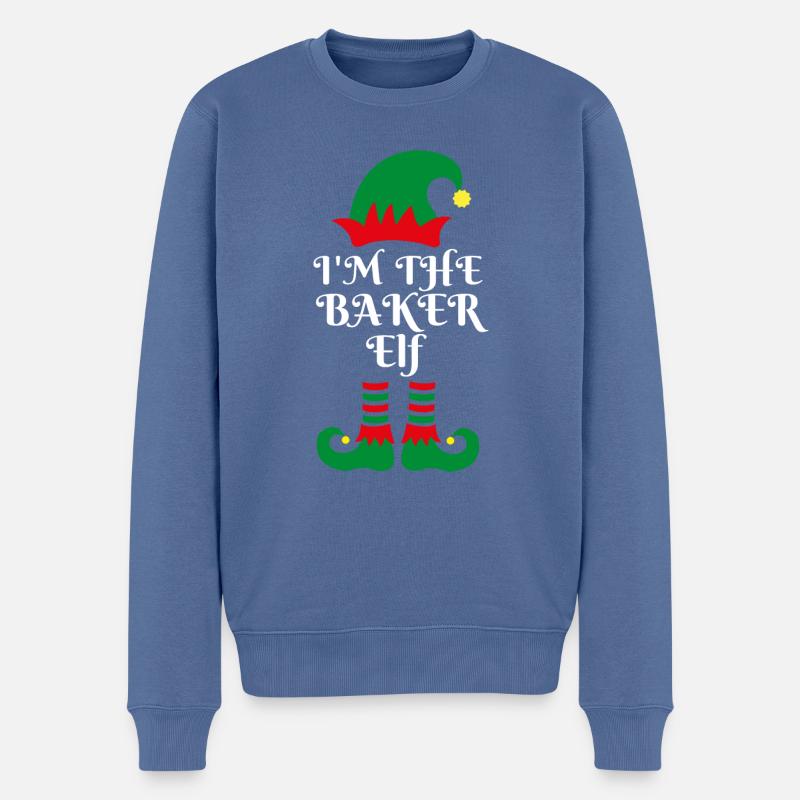 DER BÄCKER-ELF, DER KLEINE HELFER DES WEIHNACHTSMANNS Geschenk - Männer Premium Bio Pullover - Taubenblau