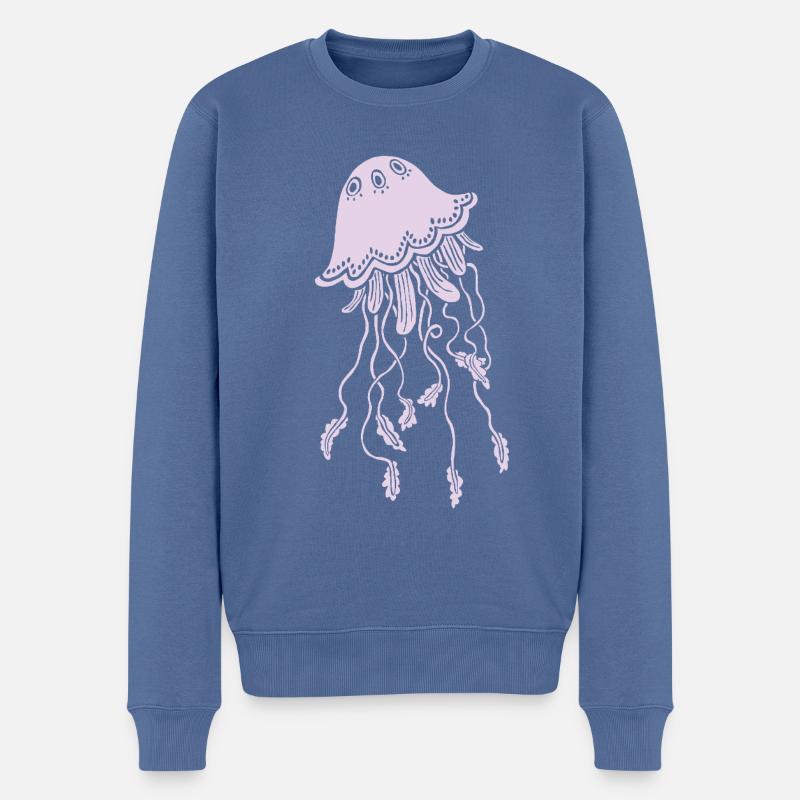Qualle - Männer Premium Bio Pullover - Taubenblau