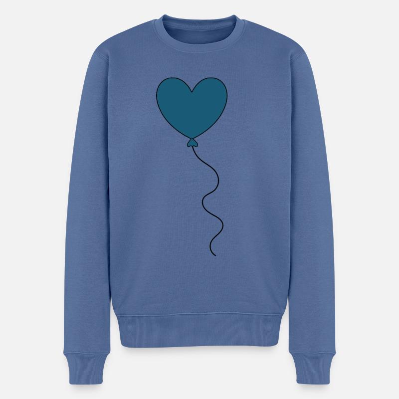 blaues Herz Ballon Luftballon Valentinstag - Männer Premium Bio Pullover - Taubenblau