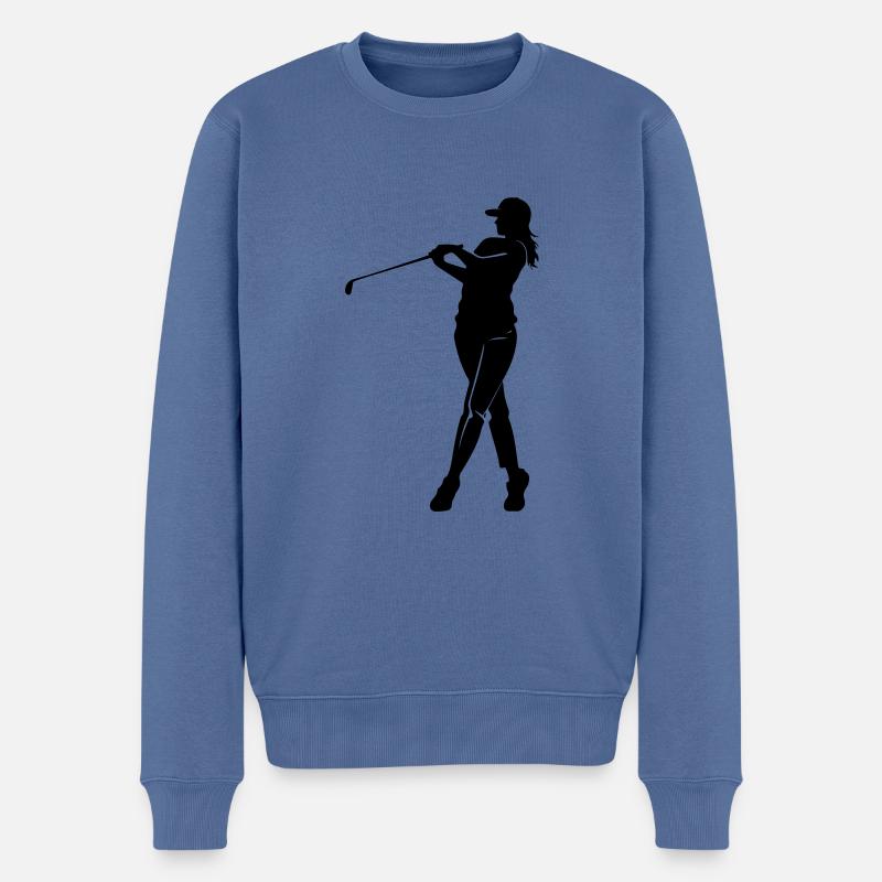 Golfer Frau Silhouette - Männer Premium Bio Pullover - Taubenblau