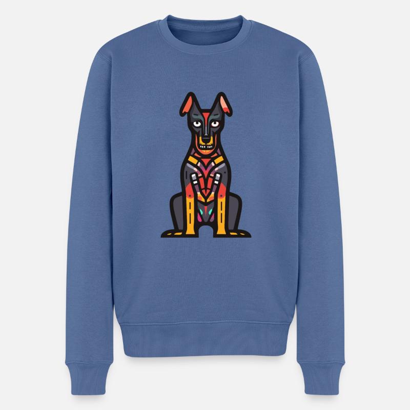 Dobermann Hund Halloween Tier - Männer Premium Bio Pullover - Taubenblau