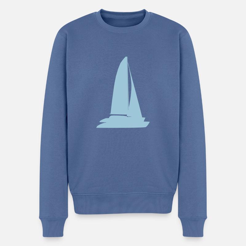 blaues Boot - Männer Premium Bio Pullover - Taubenblau