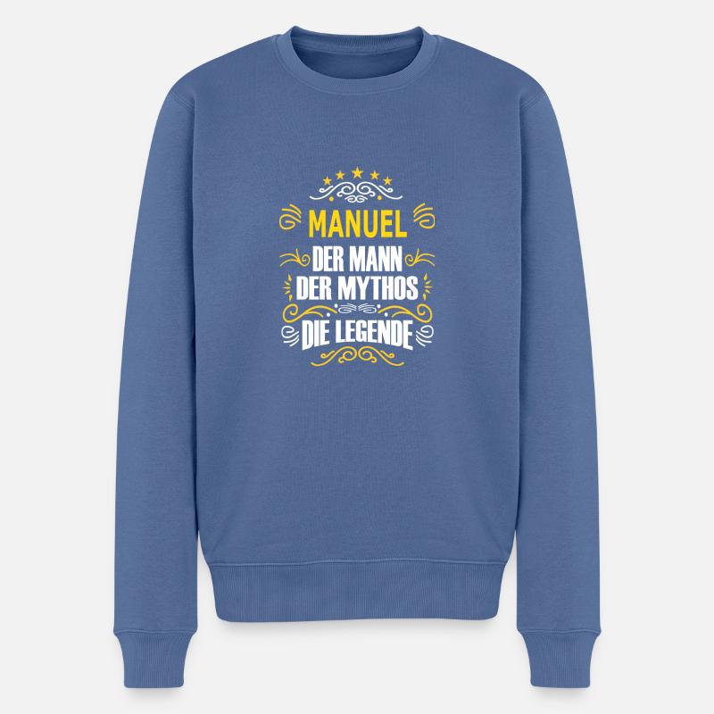 MANUEL - Männer Premium Bio Pullover - Taubenblau