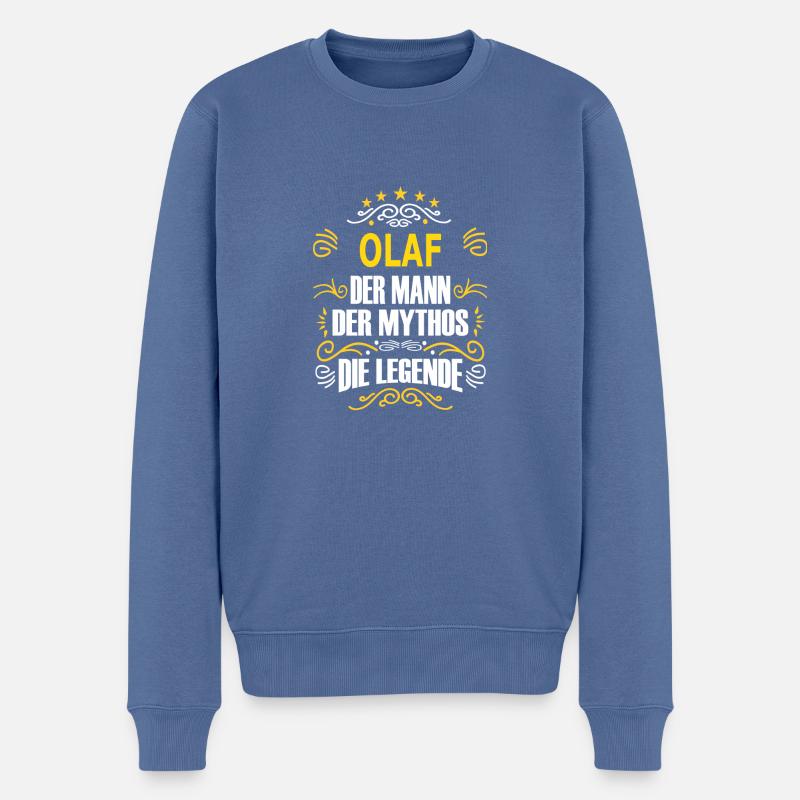 OLAF - Männer Premium Bio Pullover - Taubenblau