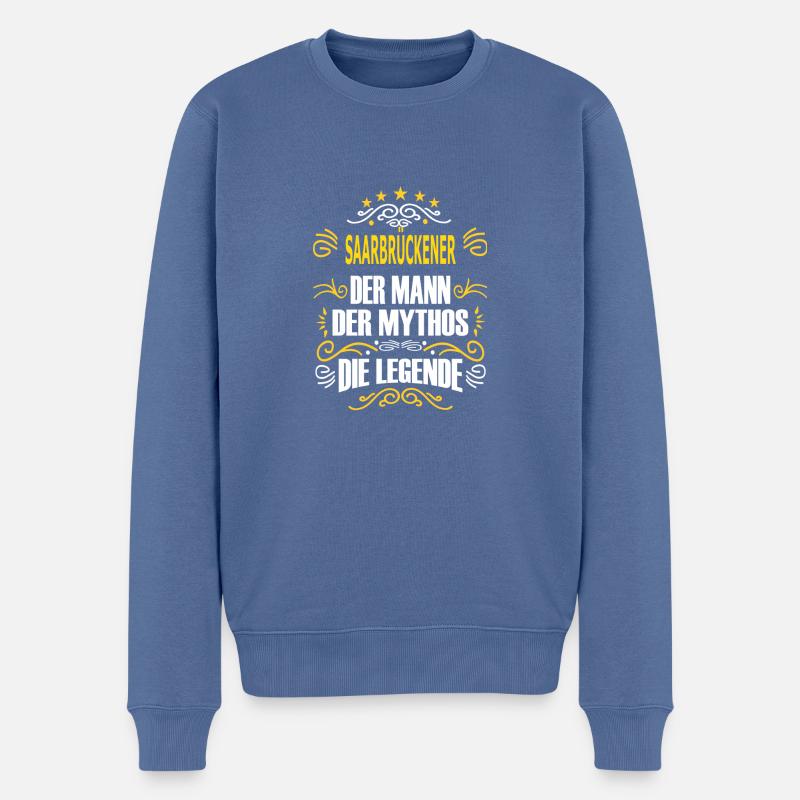 SAARBRÜCKENER - Männer Premium Bio Pullover - Taubenblau