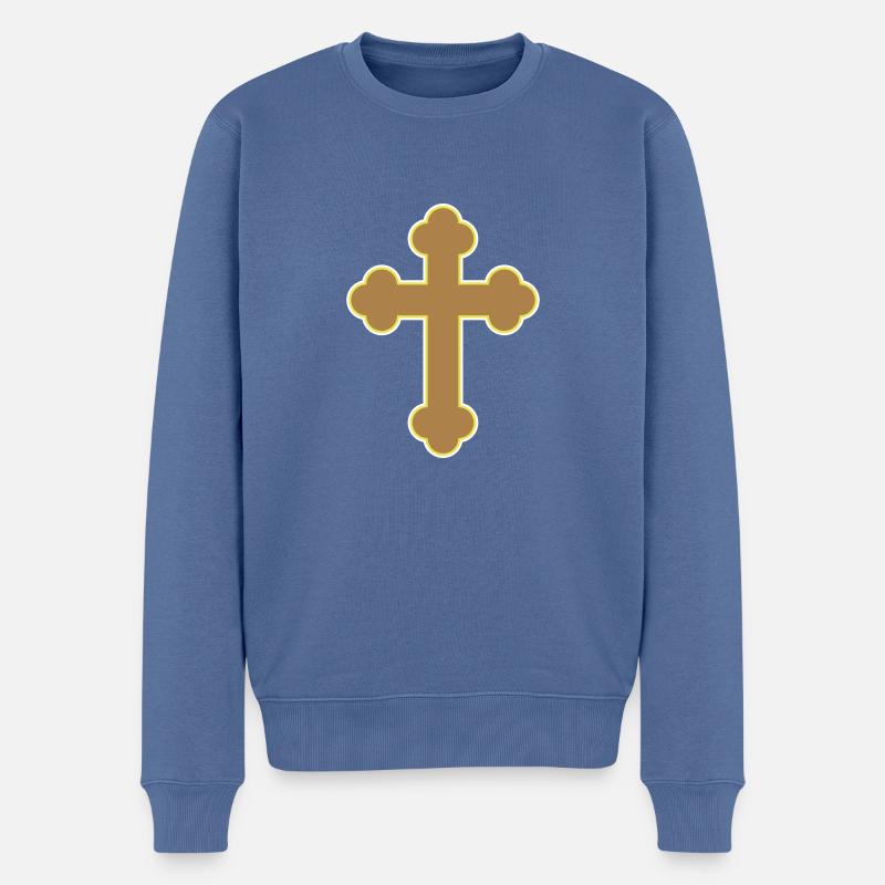 Kreuz Cross - Männer Premium Bio Pullover - Taubenblau