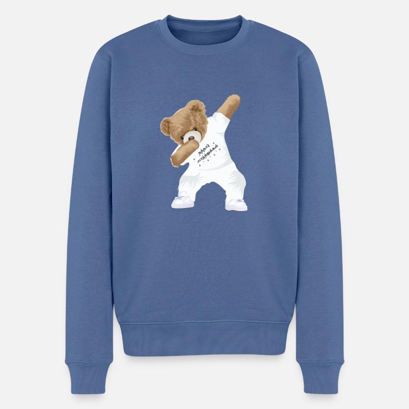 Dabbing Teddy - Männer Premium Bio Pullover - Taubenblau