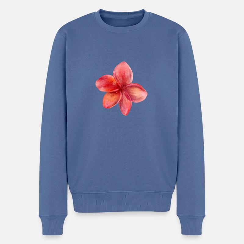 Blume rot - Männer Premium Bio Pullover - Taubenblau