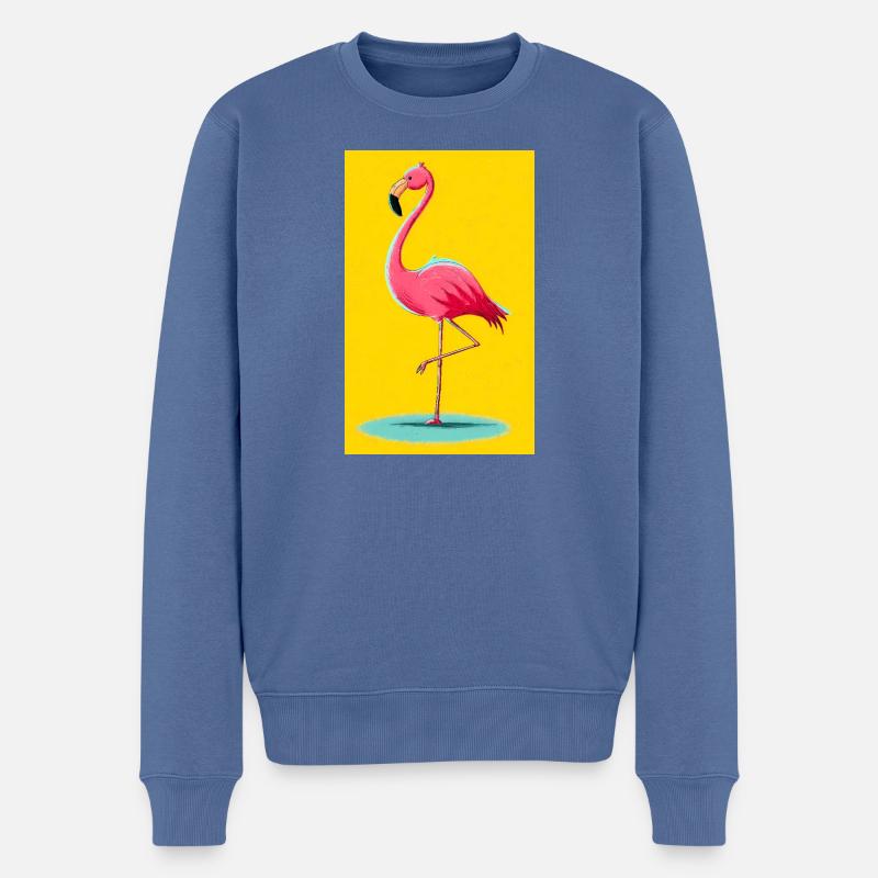 Flamingo - Männer Premium Bio Pullover - Taubenblau