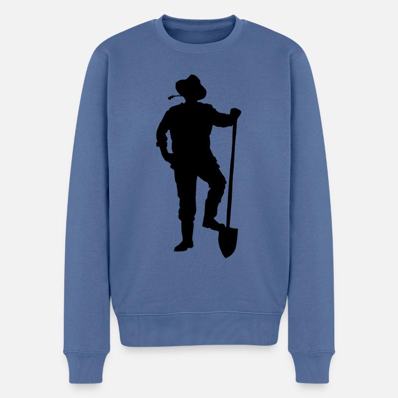 farmer silhouette - Männer Premium Bio Pullover - Taubenblau