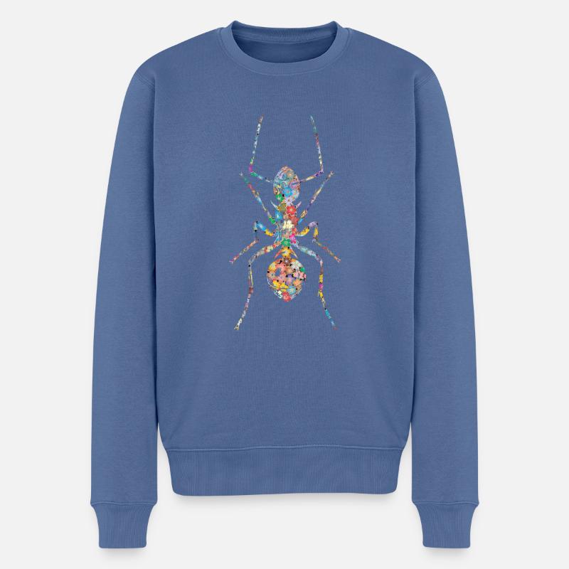 Fourmi - Pull Premium bio Homme - bleu pigeon