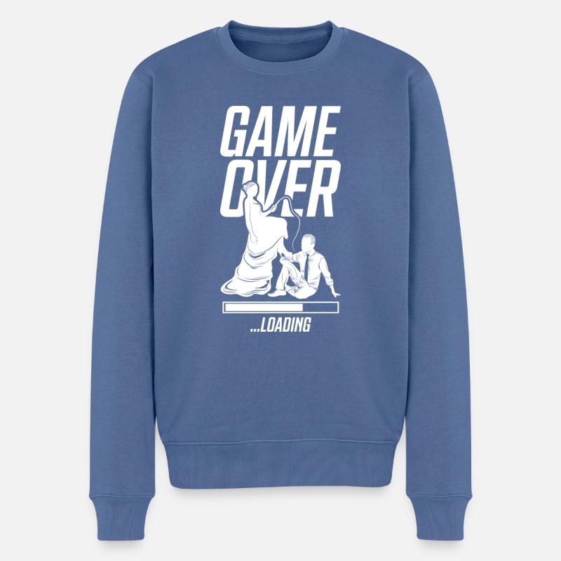 ehepaar game over loading hochzeit - Männer Premium Bio Pullover - Taubenblau