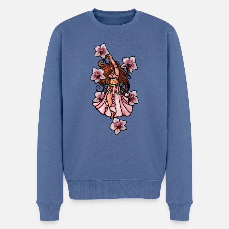 Bauchtanz Orchideen - Männer Premium Bio Pullover - Taubenblau