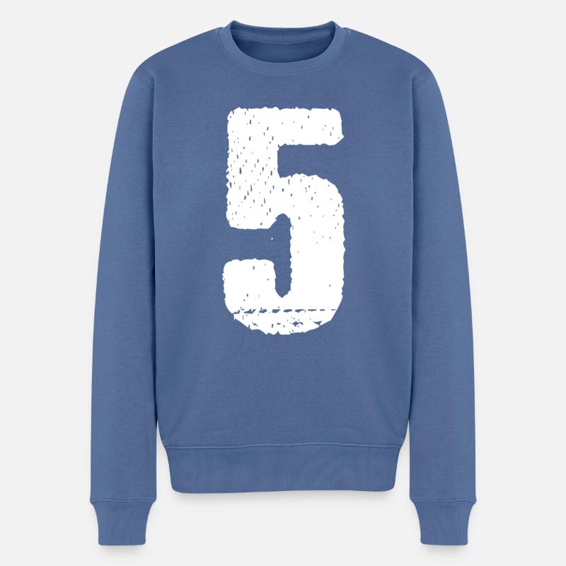5 Zahl Trikot - Männer Premium Bio Pullover - Taubenblau