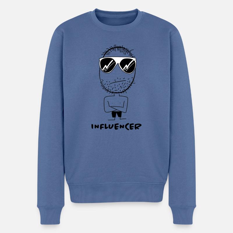 Influencer - Pull Premium bio Homme - bleu pigeon