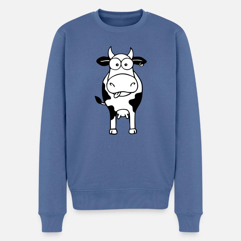 Kuh weiss - Männer Premium Bio Pullover - Taubenblau