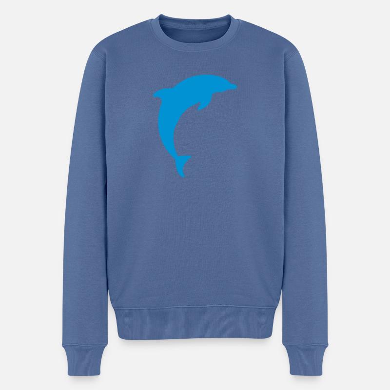 dolphin logo - Männer Premium Bio Pullover - Taubenblau