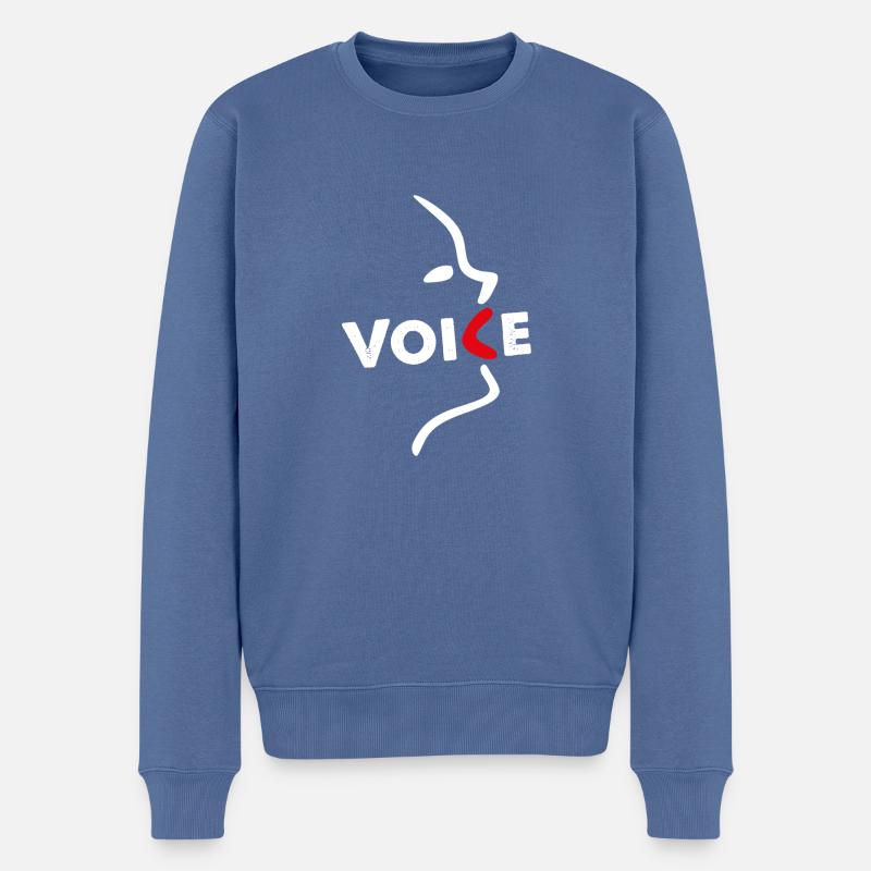 Voice - auf dunkel - Männer Premium Bio Pullover - Taubenblau