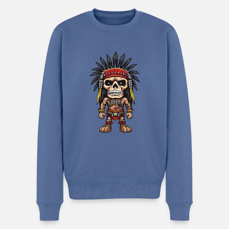 Apache Indianer Skelett - Männer Premium Bio Pullover - Taubenblau