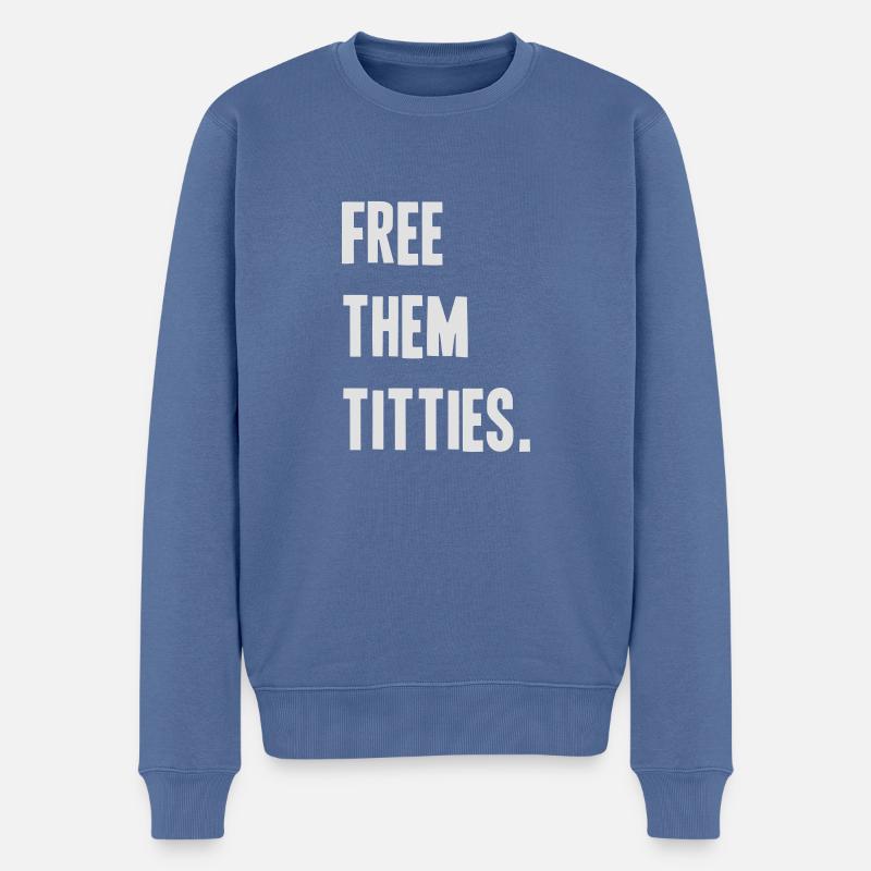 Free them titties - Männer Premium Bio Pullover - Taubenblau