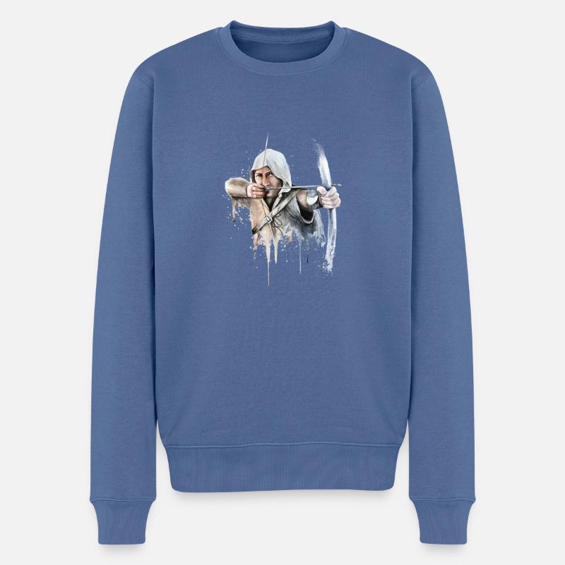 Schütze - Männer Premium Bio Pullover - Taubenblau
