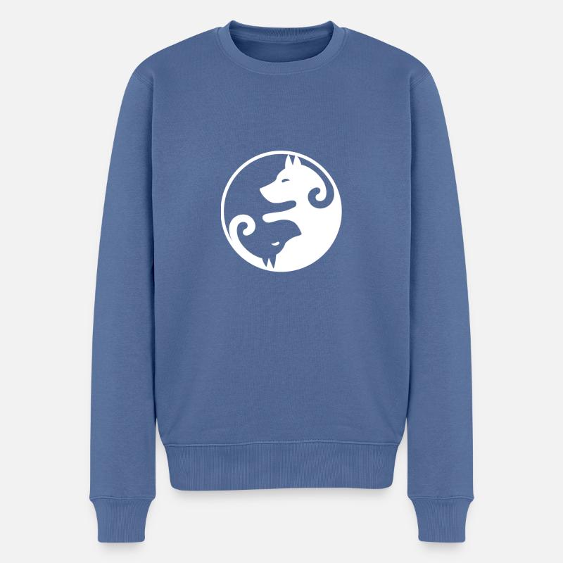 Yin and Yang Dogs Geschenk - Männer Premium Bio Pullover - Taubenblau