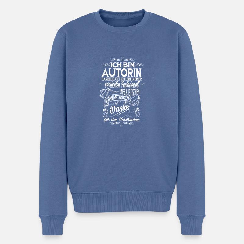Ich Bin Autorin Geschenk - Männer Premium Bio Pullover - Taubenblau