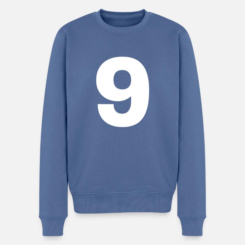 Die Zahl 9 Tshirt - Männer Premium Bio Pullover - Taubenblau
