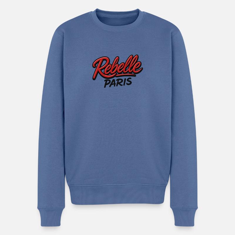 Rebell Paris - Männer Premium Bio Pullover - Taubenblau