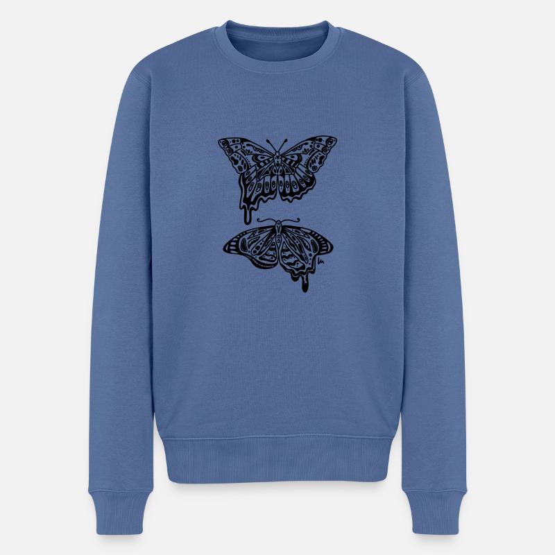 Schmetterlinge - Männer Premium Bio Pullover - Taubenblau