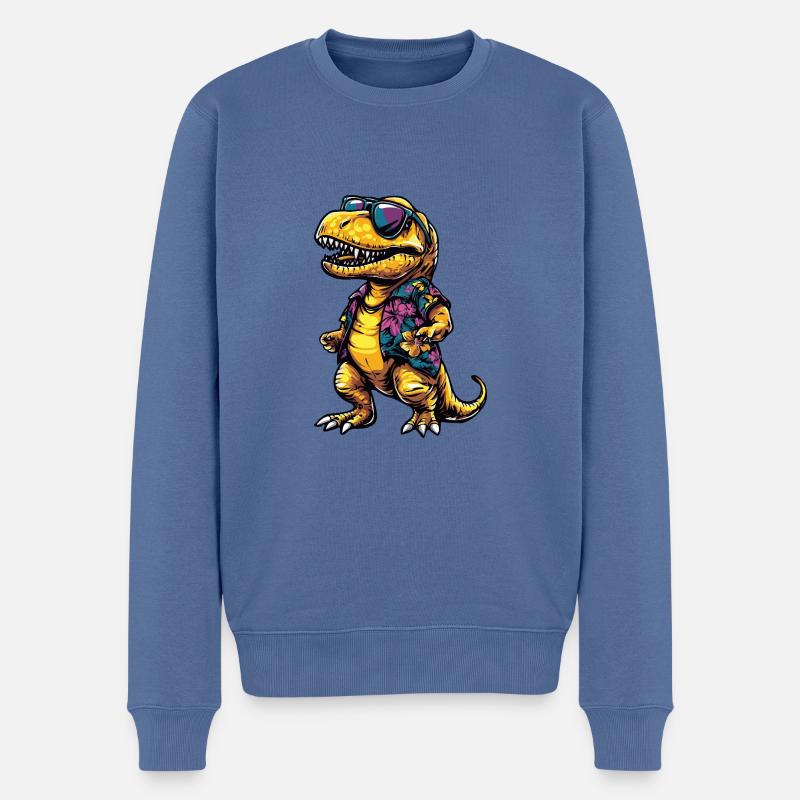 Dinosaure T-Rex Cool Summer - Pull Premium bio Homme - bleu pigeon