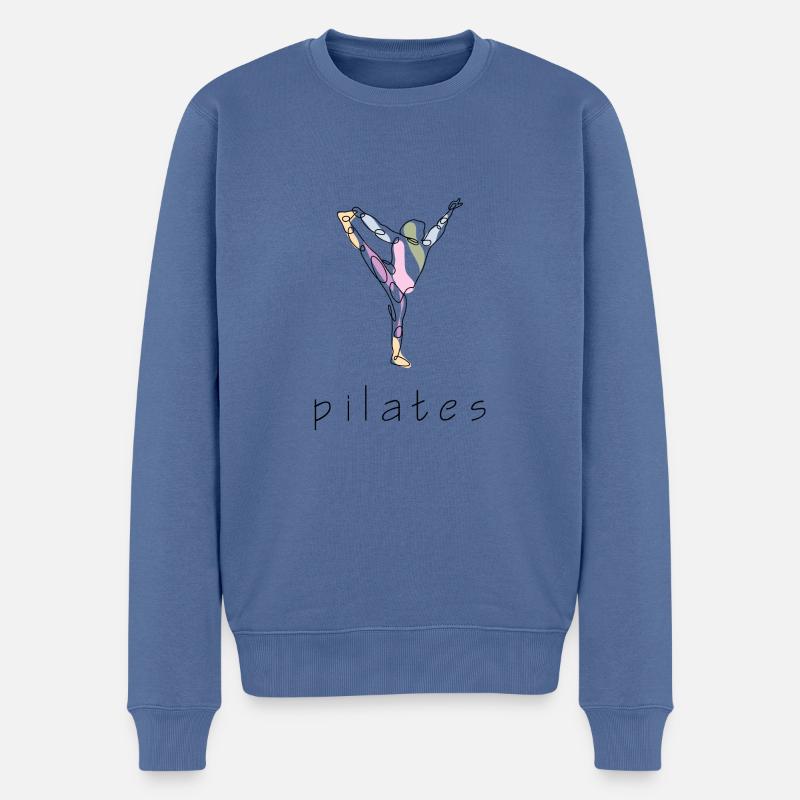 Pilates - Männer Premium Bio Pullover - Taubenblau