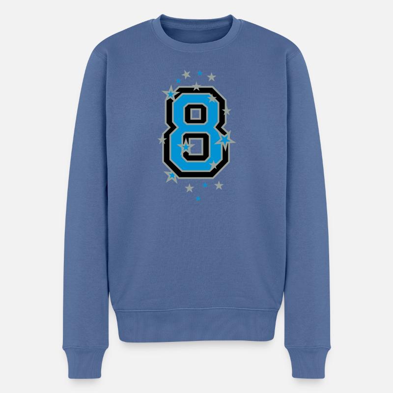 Sieben 7 - Männer Premium Bio Pullover - Taubenblau