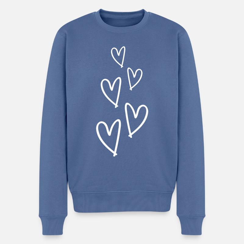 Herzen Love Symbol - Männer Premium Bio Pullover - Taubenblau