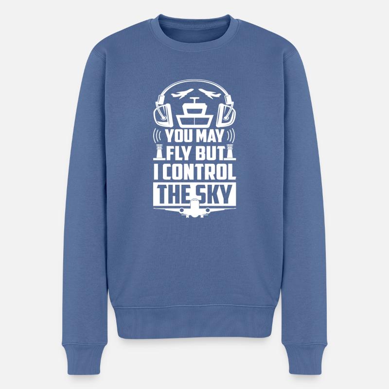 I Control The Sky Funny Air Traffic Controller ATC - Männer Premium Bio Pullover - Taubenblau