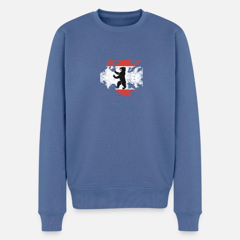 Berliner Bär, Geschenk - Männer Premium Bio Pullover - Taubenblau