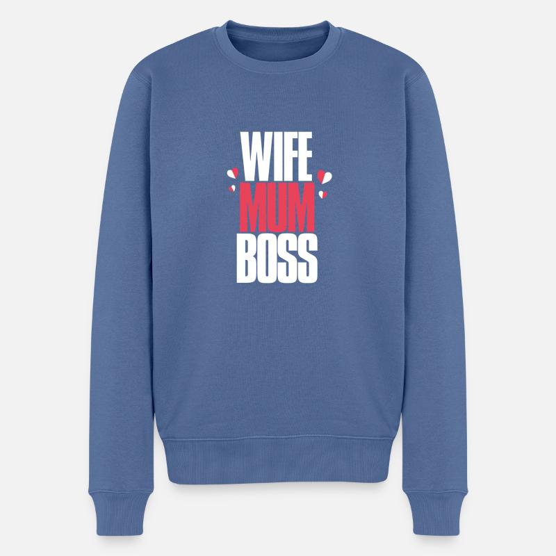 Frau Mama Boss - Männer Premium Bio Pullover - Taubenblau