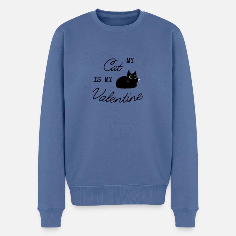 Katze - Männer Premium Bio Pullover - Taubenblau